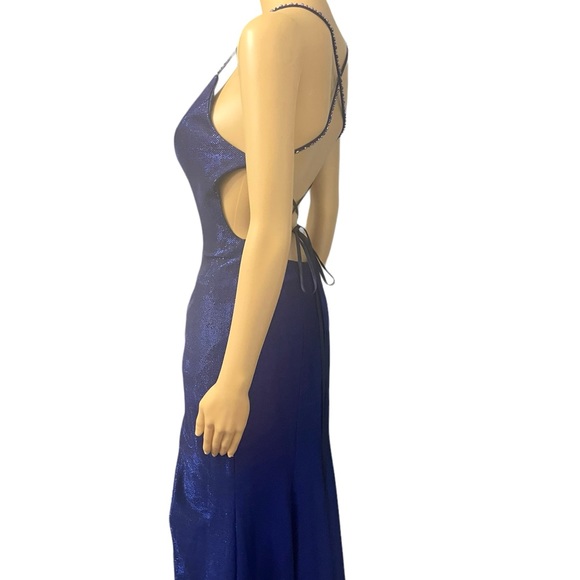 BOU BOU - METALLIC V NECK SLIT LONG GOWN - Picture 8 of 11